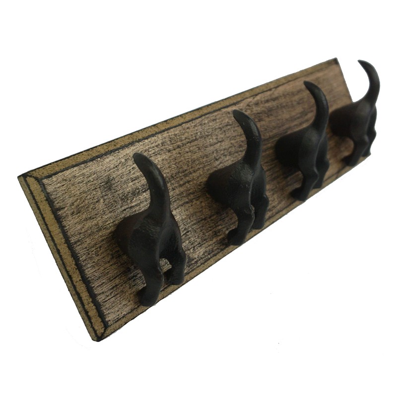 Lulu Decor, Cast Iron Dog Tail Hooks 4 Hooks on