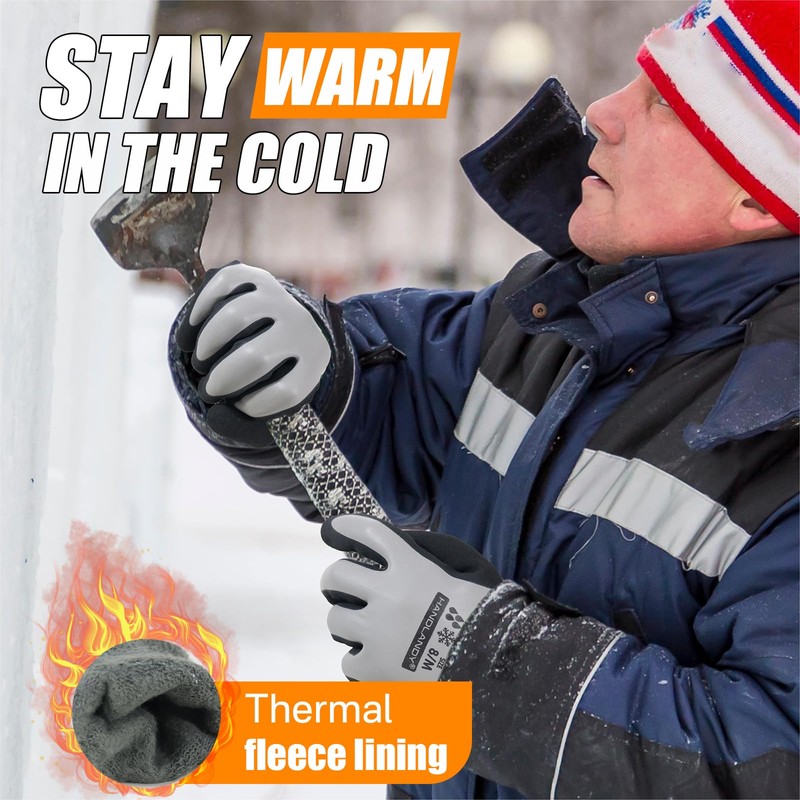 HANDLANDY Waterproof Work Gloves for Cold Weather, Insulated Winter Freezer