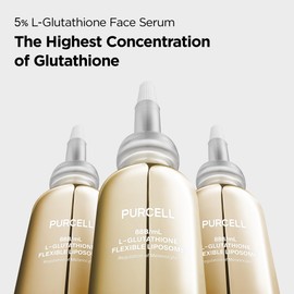 PURCELL 5% L-Glutathione (88B/mL) Flexible Liposome Face Serum – with 1% Tranexamic Acid, Vitamin B3 & Vitamin E for Brightening, Dark Spot Care & Hydration (1.85 fl oz / 55 ml)