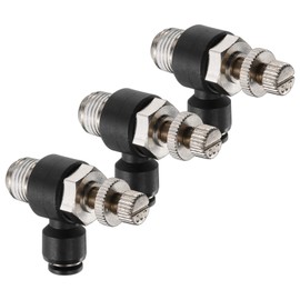 sourcing map 3pcs Air Flow Control Valve 4mm Tube OD x 1/4" PT Thread Push to Connect Fitting Air Line Fitting Elbow 90 Degree Speed Control Valve Adapter Fitting