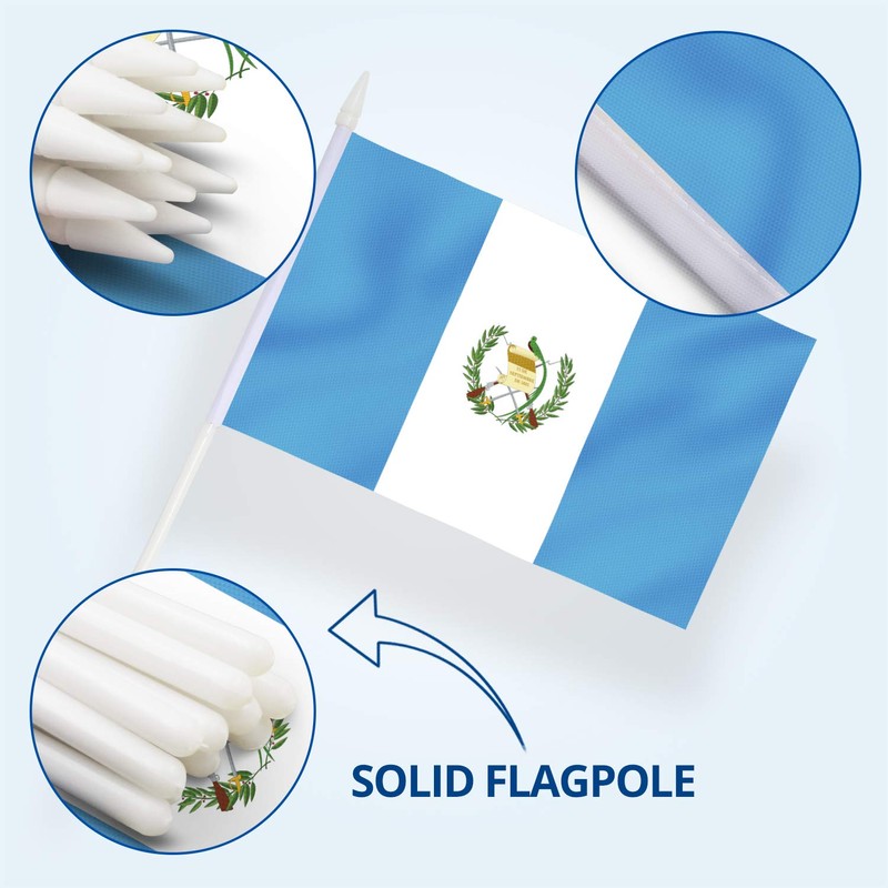 Anley Guatemala Mini Flag 12 Pack - Hand Held Small