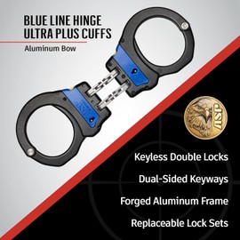 ASP Blue Line Ultra Plus Hinge Handcuffs, Double-Locking Handcuffs, Forged Aluminum Restraints, Police and Law Enforcement Gear, Security Guard Equipment, Aluminum Bow