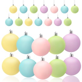 Gejoy 30 Pcs Pastel Christmas Candy Balls 1.57'' Macaron Christmas Tree Balls Small Hanging Ornament Glossy Shatterproof Pastel Xmas Decor Blush Pink Green Blue Rainbow Candy Xmas Tree Decorations
