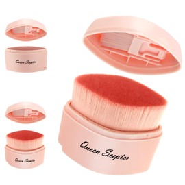 Retractable Flat Liquid Foundation Makeup Brush with Cover, Flat Top Kabuki Foundation Shadow Powder Face Blush Brush for Blending Foundation Quarantine BB Cream Contour Cream Cosmetics