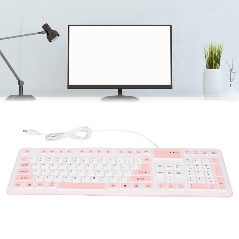 Foldable Silicone Keyboard 106 Keys Waterproof Dustproof Foldable USB Wired