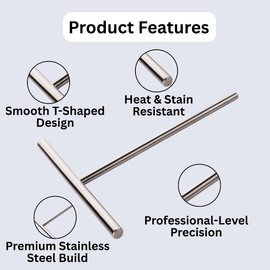 Smooth T Shape Stainless Steel Crepe Maker | 20 cm Long Handle for Dough And Pancake Distributor | 18x20 cm