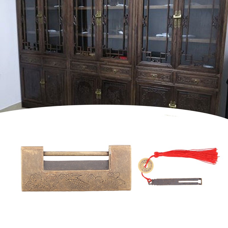 Chinese Antique Lock Spacing 4.3cm/1.7in Brass Chinese Old Style Padlock
