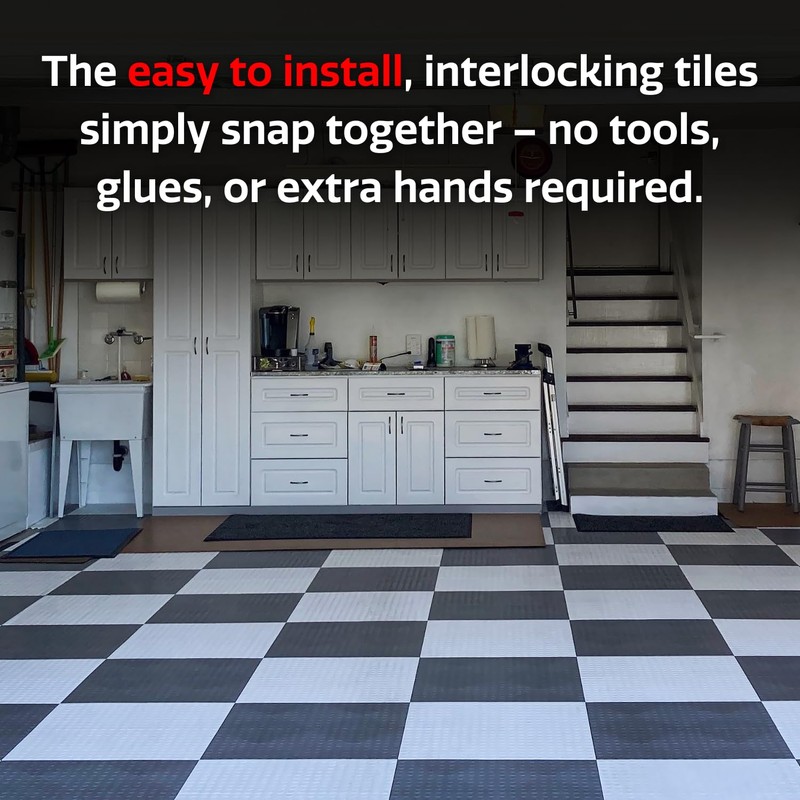 Big Floors GarageDeck Coin Pattern, Durable Copolymer Interlocking Modular Non-Slip