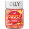 OLLY Probiotic + Prebiotic Gummy, Digestive Support and Gut Health, 500 Million CFUs, Fiber, Adult Chewable Supplement for Men and Women, Peach, 30 Day Supply - 30 Count