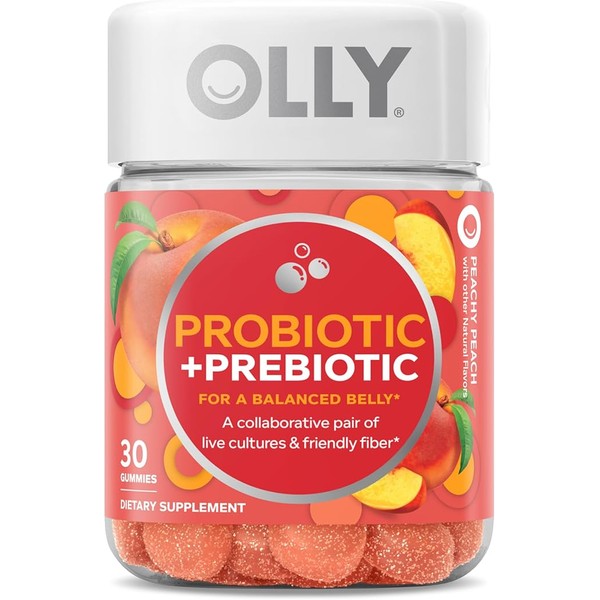 OLLY Probiotic + Prebiotic Gummy, Digestive Support and Gut Health,