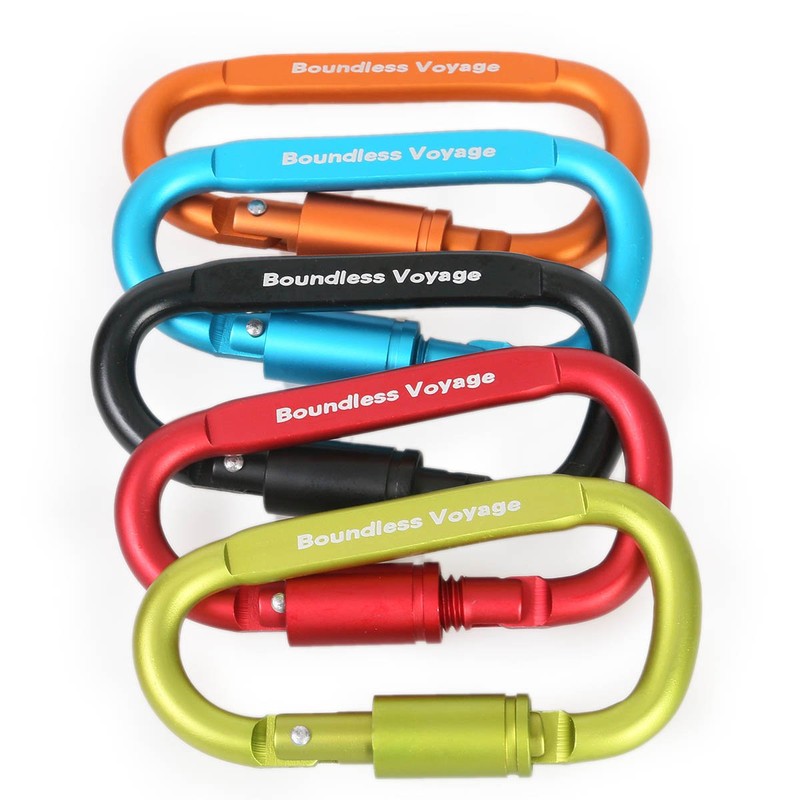 Boundless Voyage 8pcs Improved Outdoor Carabiner Aluminum Alloy D-Ring Locking