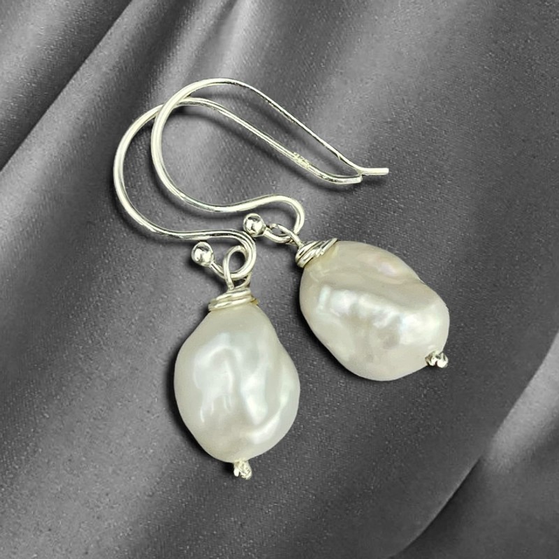 Earrings with Freshwater Pearls Baroque - 925 Sterling Silver -
