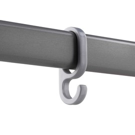 Gedotec H10623 Hanging Hooks Plastic Silver for Wardrobe Rail Oval H10623 | Pack of 10 - Clothes Hooks for Oval Rods | 60 x 23 mm (H x W) | Hanger - Hook for Sliding onto the Oval Cupboard Tube