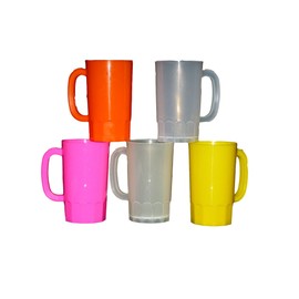 Large Plastic Beer Mugs, 32 Oz, Pack 8, Color Multi.
