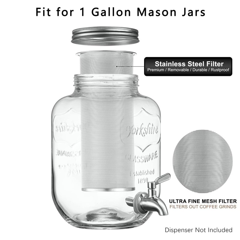 Cold Brew Coffee Filter for 1 Gallon Mason Jars, Made