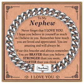 EPIRORA Stainless Steel Curb Link Bracelets for Men, Christmas Birthday Jewelry Gifts for Dad Son Grandson Brother Uncle Nephew, 8mm in Width, 7.8 Inches in Length