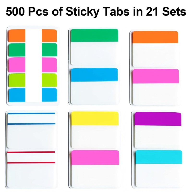 Sticky Tabs, 500 Pcs Book Tabs, Page Markers Tabs, Writable