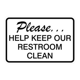 Classic Framed Please Help Keep Our Restroom Clean Wall Door Sign - White (Small)
