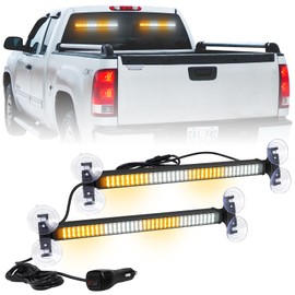 XRIDONSEN 2 in 1 Traffic Advisor Light Bar 2x 17.7 inch 144 LED Amber White Warning Hazard Safety Interior Front Rear Windshield Dash Emergency Strobe Lights for Plow Trucks Construction Vehicles