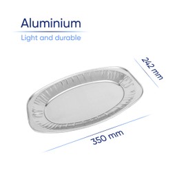 Coppice Oval Aluminium Foil Platters for Parties, Buffets & Entertaining | 35cm x 24cm | Food Safe | 20 Pk (Small)