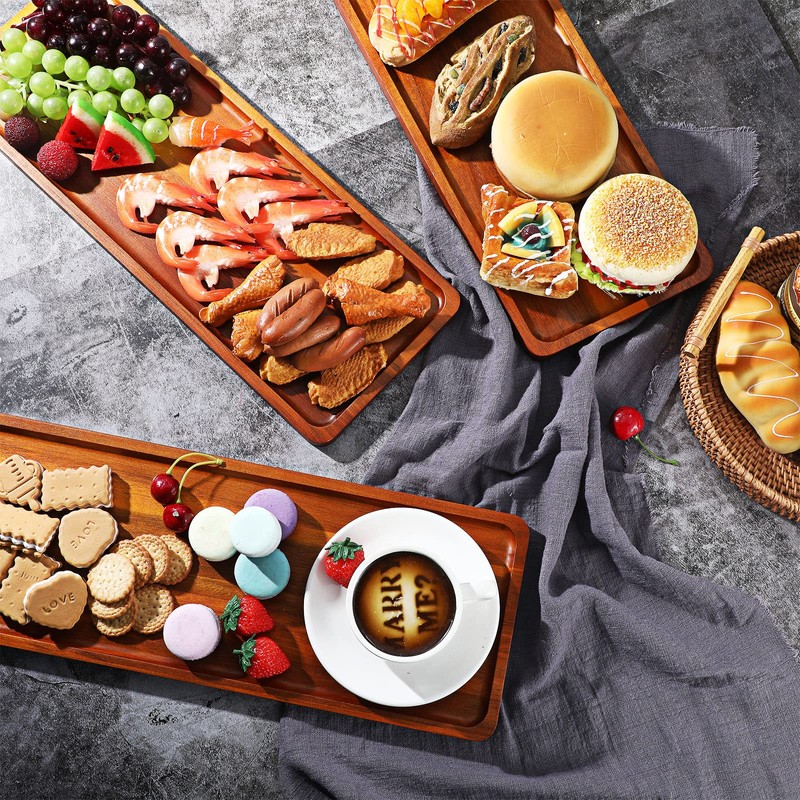 10 Pack Solid Wood Serving Trays 16.7 x 6.4 Inch