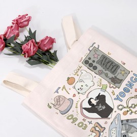 MYSOMY Suga Canvas Tote Bag K-pop Group Bangtan Shoulder Bag Suga Fans Gift K-pop Suga Merchandise K-pop Tote Bag (Suga TB)