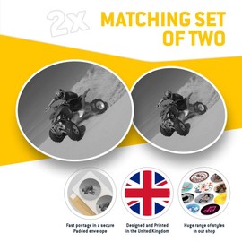 2 x 20cm Vinyl Stickers (bw) - Quad Bike Desert Safari 4x4 35439