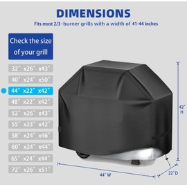 HAZBEN Perfect Grill Cover for Outdoor Grills Waterproof Rip-Proof Weather Resistant for Reliable Protection Griddle Cover Easy to Clean Adjustable Hem Drawstring Fade Resistant (44 inch)