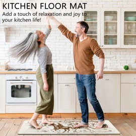 Western Kitchen Rugs Sets of 2 Country Cowboy Kitchen Mats Anti Fatigue Cushioned Kitchen Floor Mats Non Slip Comfort Standing Mat for Sink Laundry Office (Beige, 17.5"x29.5"+17.5"x47")