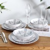 Yinshine Melamine Dinnerware Set, 12pcs Embossed Plates and Bowls Sets,