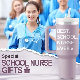 ROSTANTEN School Nurse Appreciation Gifts - School Nurse Gifts for Women - Nurses Week Gift Nurses Day Gift - 40oz Travel Cup Insulated Tumbler with Lid & Straw