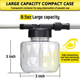19" Powder Duster Sprayer with Push-Pull Air Pump for Diatomaceous Earth, Delta Dust,Stainless Steel Rod, Transparent Tank, Manual Powder Applicator for Indoor and Outdoor Use (Yellow 250ml（1Set）)