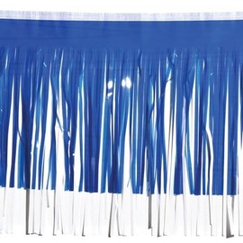 Anderson's Blue/White 2 Color Vinyl Fringe, 14 Inches x 10 Feet, Parade Float Decorations for Trailer Or Golf Cart, Fringe Garland for Parties and Parades