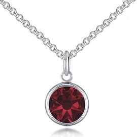 Philip Jones January (Garnet) Birthstone Necklace Created with Zircondia® Crystals