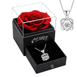 Suturun Preserved Flowers Real Rose,Eternal Rose with Necklace Gifts for Women,Forever Flowers Rose Gifts for Mom from Daughter on Mothers Day/Valentines Day/Anniversary/Birthday Gifts for Her