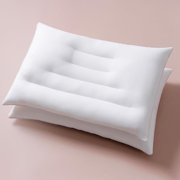 Pozino Flat Thin Pillows for Sleeping - 2 Pack Queen
