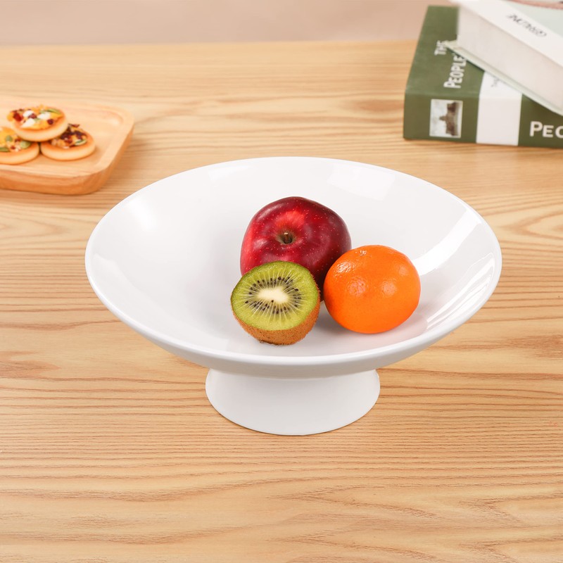 AKICTE Ceramic Fruit Bowl, 10 Inch White Fruit Bowl For