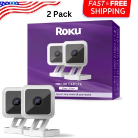 Smarthome Roku CS1000P25 Smart Home Indoor Camera (2-Pack) Wired Security 1080p HD *NEW