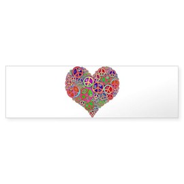 CafePress Peace Sign Heart Bumper Sticker 10"x3" Rectangle Bumper Sticker Car Decal (10 Pack)