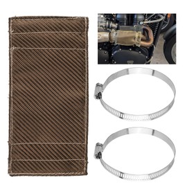 4x8" Titanium Exhaust Heat Shield with 2 Clamps,Exhaust Wrap Motorcycle Heat Shield for Heats Insulation,2-layer Exhausts Heats Wrap Can Withstand 1832°F Transient Temperature