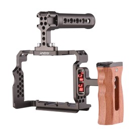 Andoer Camera Rig Kit for Sony A7R III, A7 II, A7III Camera Rig Kit with Wooden Handle on The Top Handle of The Video