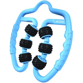 Upgraded Six-Wheel Muscle Roller - Arm & Leg Massager, Forearm & Calf Roller, Tennis Elbow Brace for Men, Carpal Tunnel & Tendonitis Relief, Perfect for Wrist, Hand, Foot, & Thigh(Blue black-6Wheel)