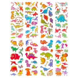 SIX VANKA 3D Puffy Stickers for Kids, 8 Different Sheets Including Dinosaur Sticker for Boys and Girls