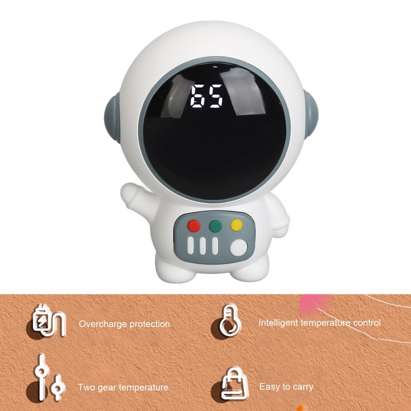 Astronaut Shaped Cute Hand Warmer Digital Display USB Rechargeable 2