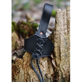 Belt Attachment Made from leather for drinking from a 0.4 Medieval Viking Painted Black