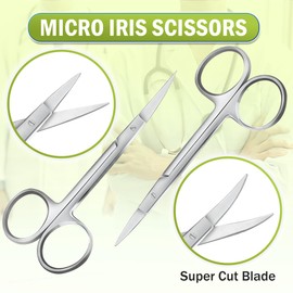 POSHOME Set of Micro dissecting Iris Straight and Curved 4.5 Inch Lab Scissors - Precision Medical Scissors with Fine Point Super Cut Design – Professional Surgical lab scissors set.