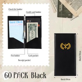 Amyhill 60 Pcs Check Presenters for Restaurants, Guest Bill Card Holders Restaurant Bill Book Tip Check Holders with Fork & Spoon Imprint Guest for Servers Waitress Waiter Bars Hotels