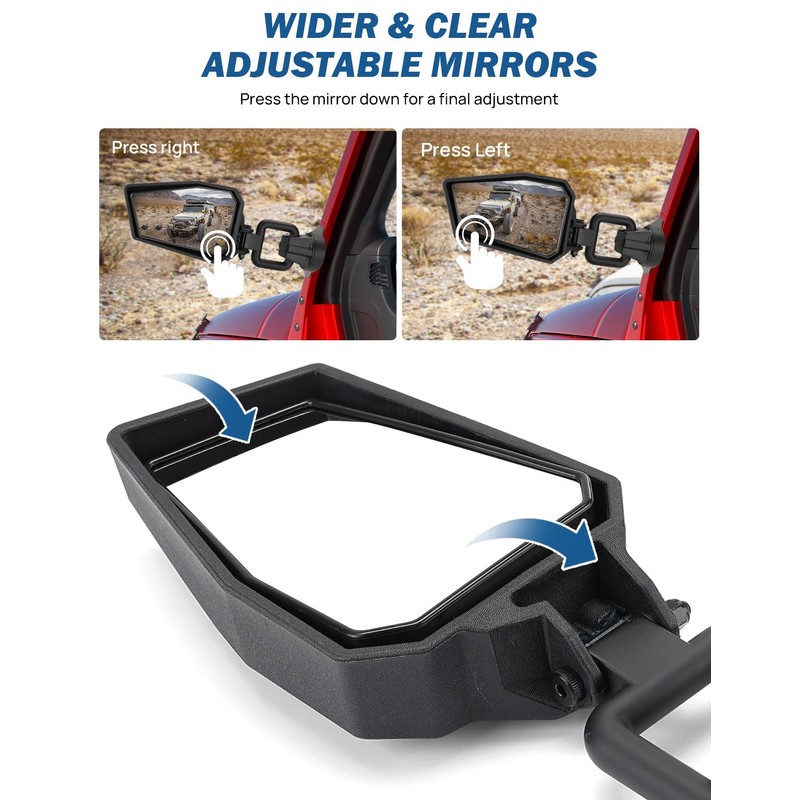JOYTUTUS Mirrors Doors Off Compatible with 1997-2018 Wrangler TJ JK