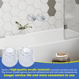 ZephyrJazz Shower Faucet Handle Replacement, Compatible with Price Pfister Contessa and Windsor Tub and Shower Faucets, 2 Piece Hot and Cold Shower Knob Replacement, Clear Acrylic