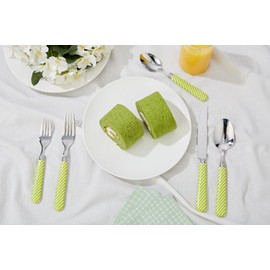 ANNOVA Silverware Set Stainless Steel Colorful Tableware Kitchen Flatware Set Utensils, Includes Dinner Knives, Forks, Spoons, Salad Forks & Dessert Spoons (Light Green, 20 Pieces)